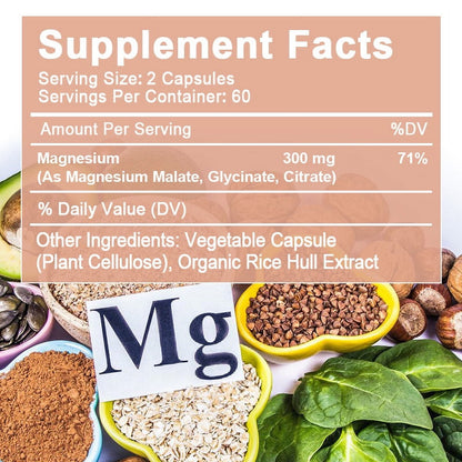 Magnesium Complex Supplement - Triple Calm Magnesium 3000 Mg with Magnesium Glycinate, Malate, and Citrate - for Rest and Relaxation - 240 Capsules