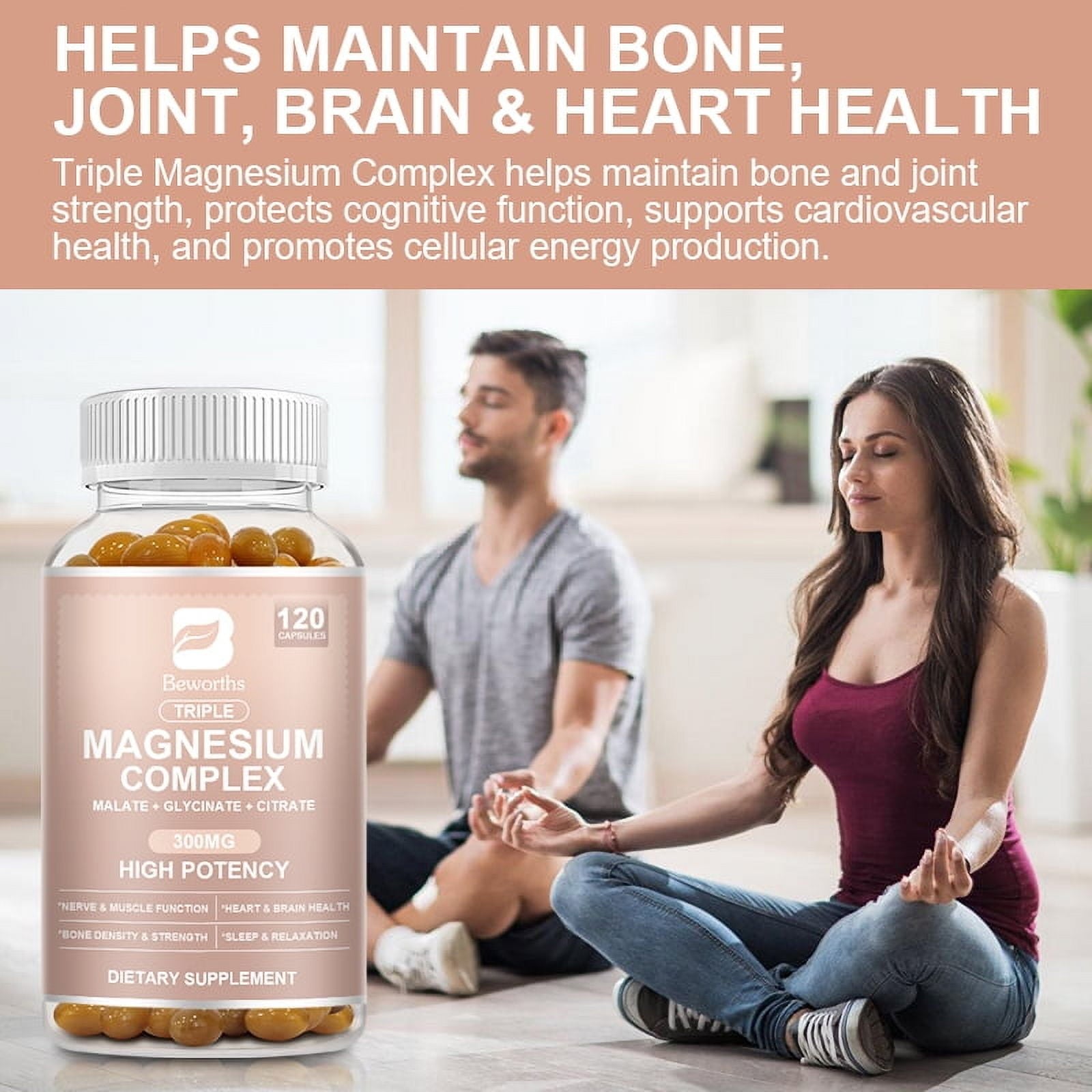Magnesium Complex Supplement - Triple Calm Magnesium 3000 Mg with Magnesium Glycinate, Malate, and Citrate - for Rest and Relaxation - 240 Capsules