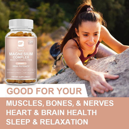 Magnesium Complex Supplement - Triple Calm Magnesium 3000 Mg with Magnesium Glycinate, Malate, and Citrate - for Rest and Relaxation - 240 Capsules